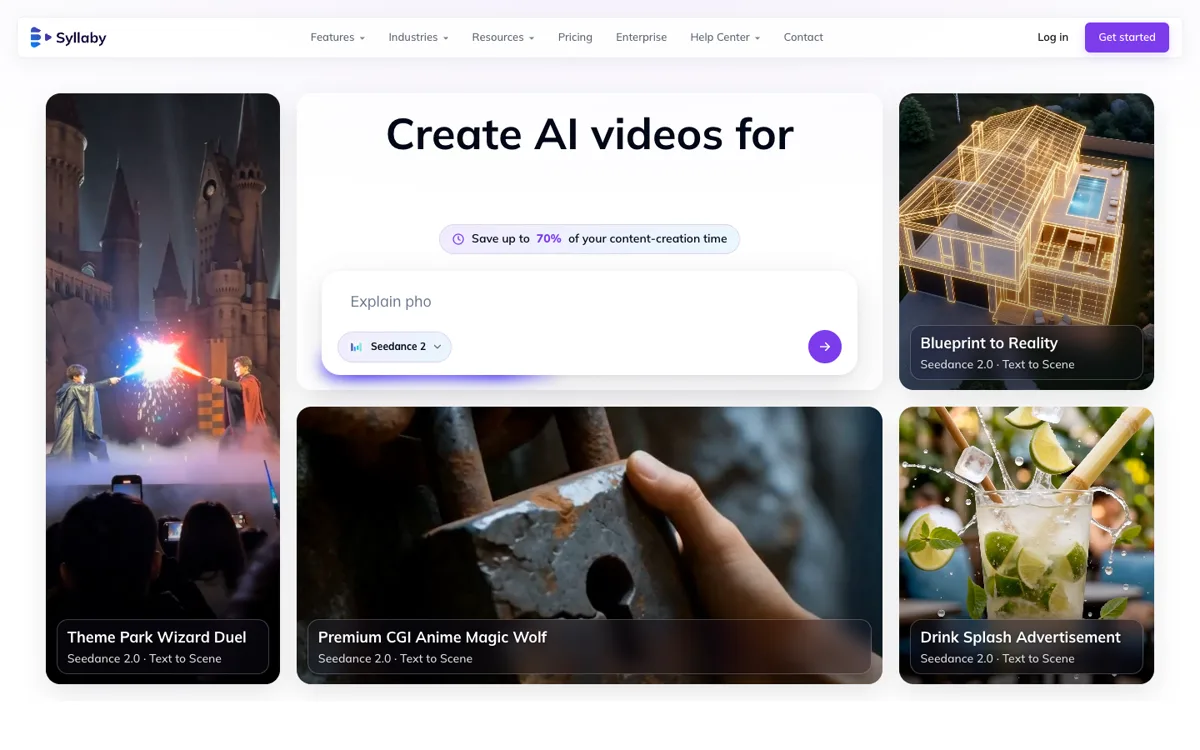 Syllaby ana sayfası ve desteklediği yapay zeka video modelleri