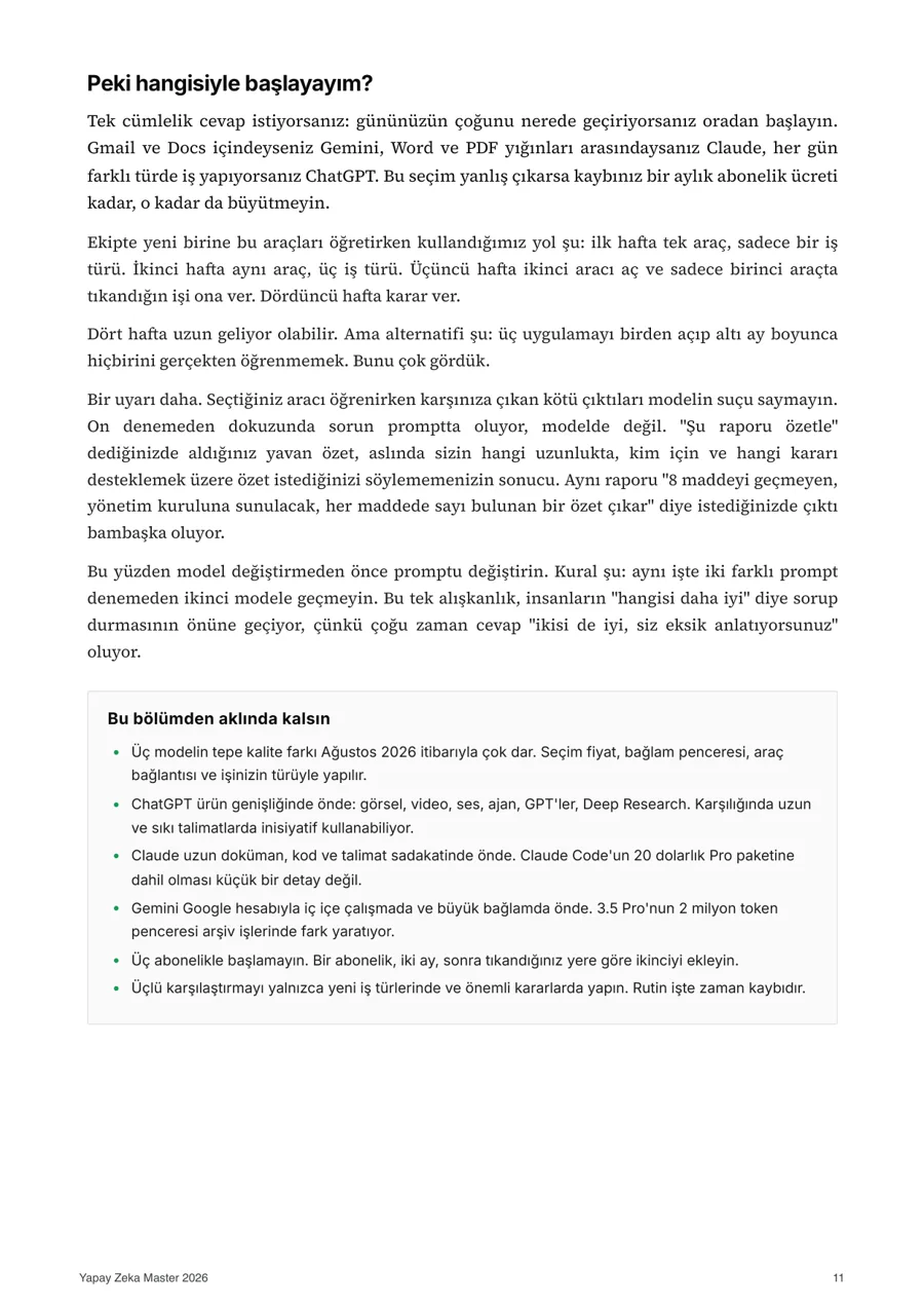Her bölümün sonunda özet ve on dakikalık alıştırma