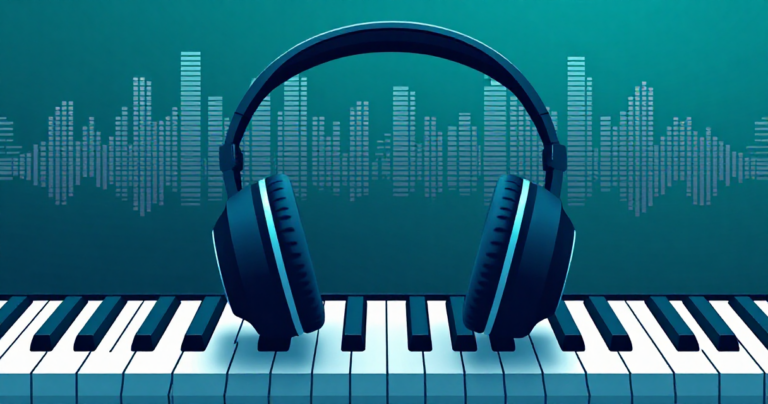 Yapay zeka ile müzik yapma illüstrasyonu